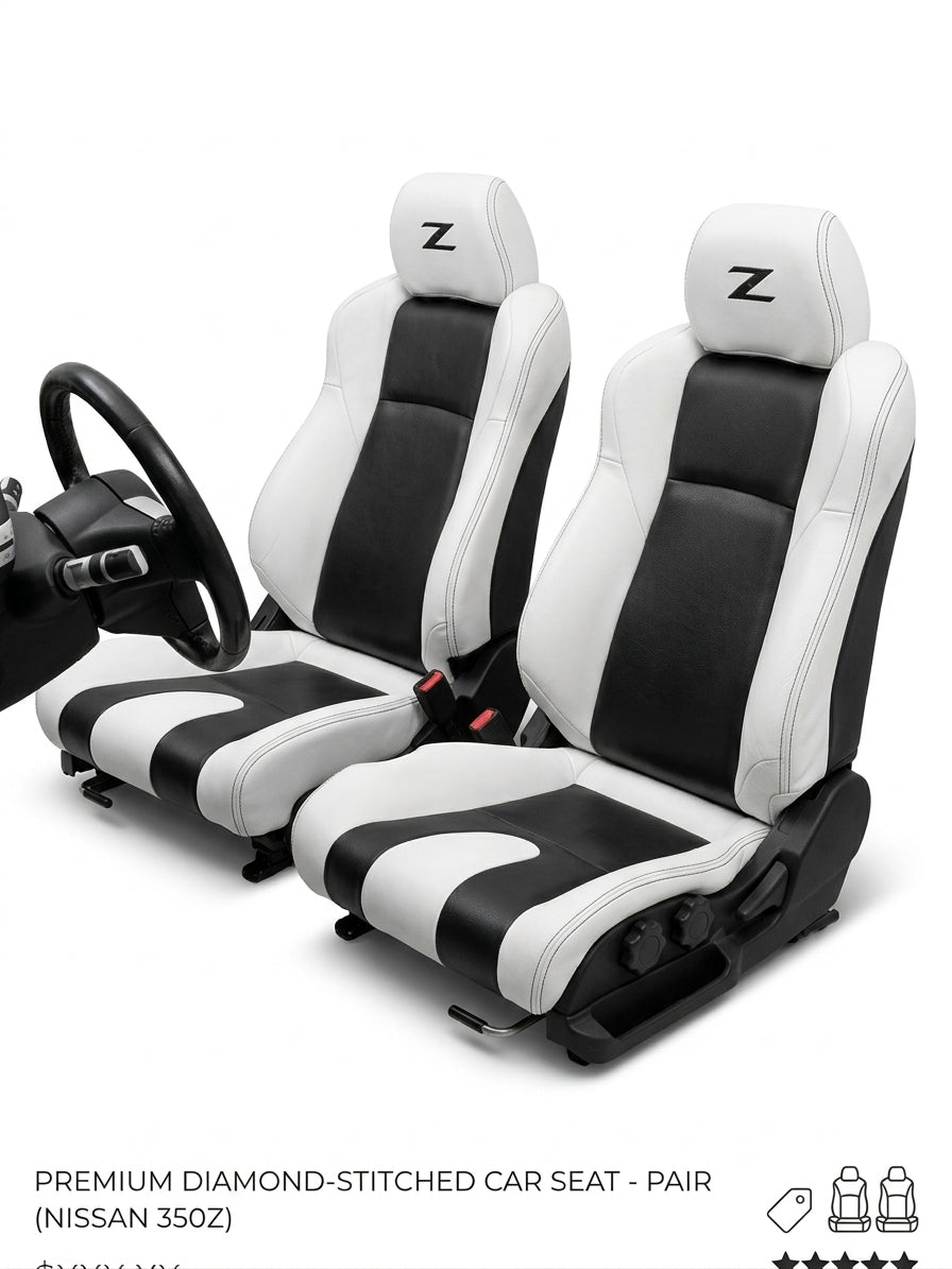 350Z Sports Seat Covers – White/Black