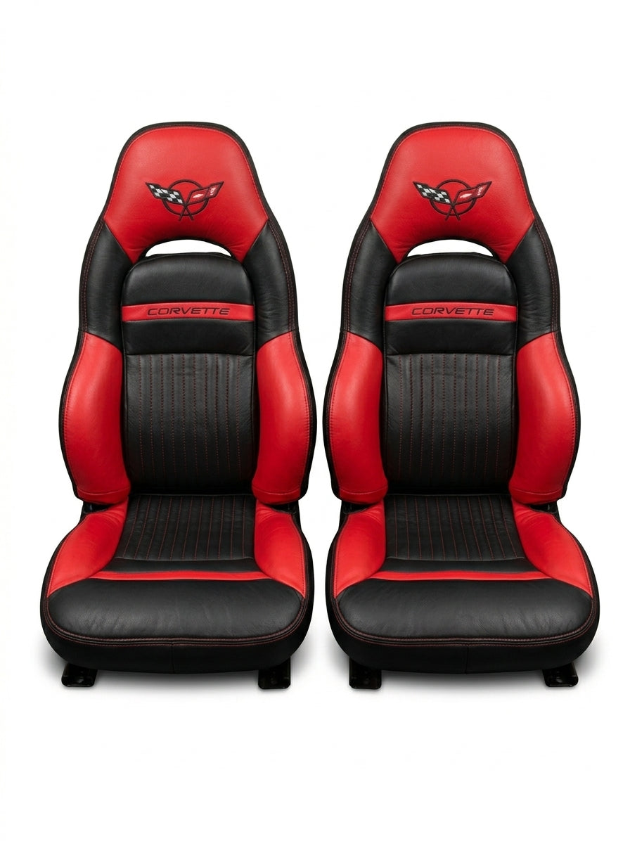 Corvette C5 Sports Seat Covers (Red & Black)