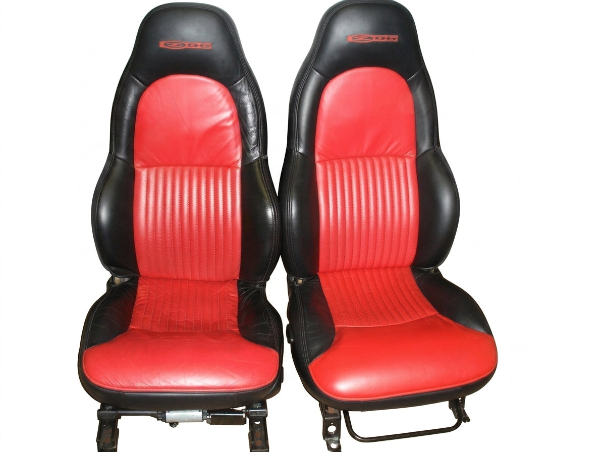 Chevy Corvette C5 Z06 Synthetic Leather Seat Covers - Red & Black